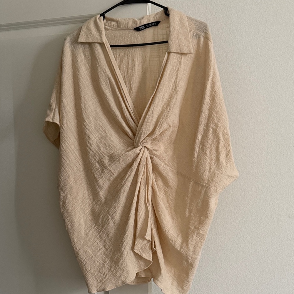 Zara Beige Textured Blouse